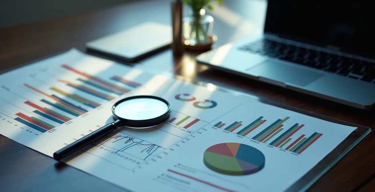 Analyse de marché avec graphiques et tableaux de données économiques