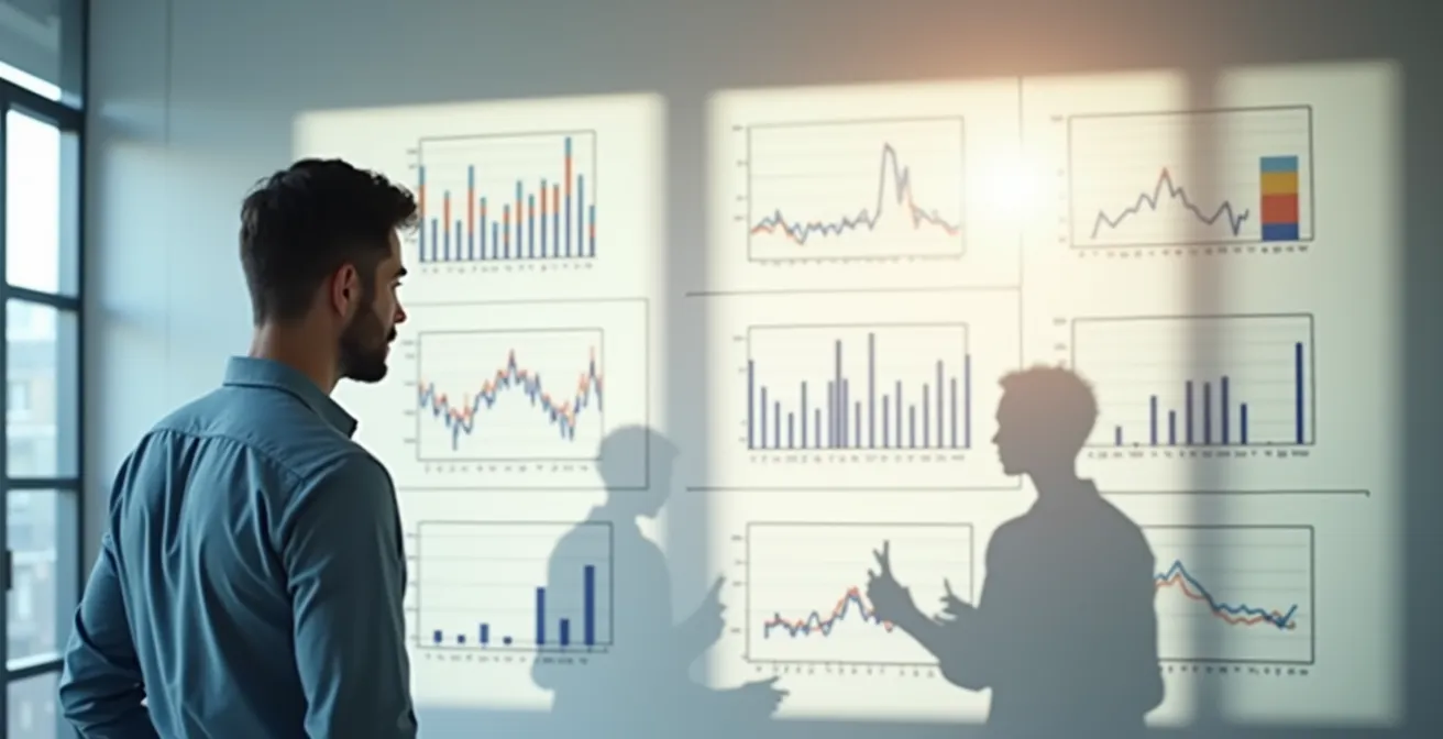 Analyste examinant des données de scoring de prospects sur tableau de bord