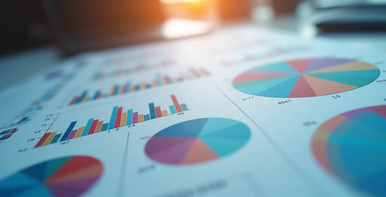 Gros plan sur des graphiques analytiques colorés affichant des courbes de performance