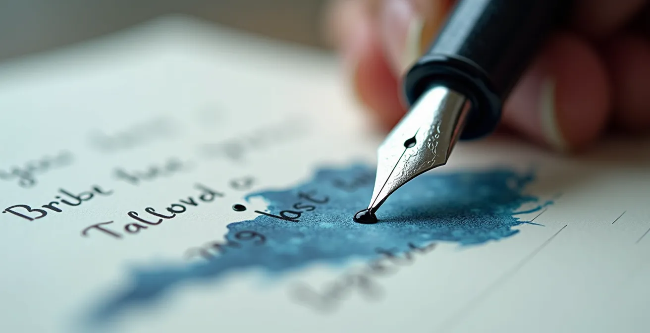 Composition visuelle représentant l'équilibre et la fluidité dans l'écriture