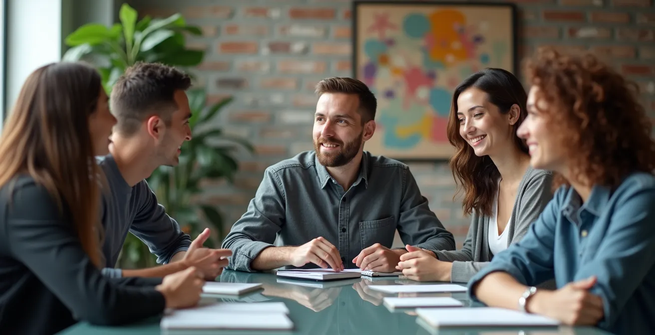 Équipe de startup diversifiée en session de travail collaboratif