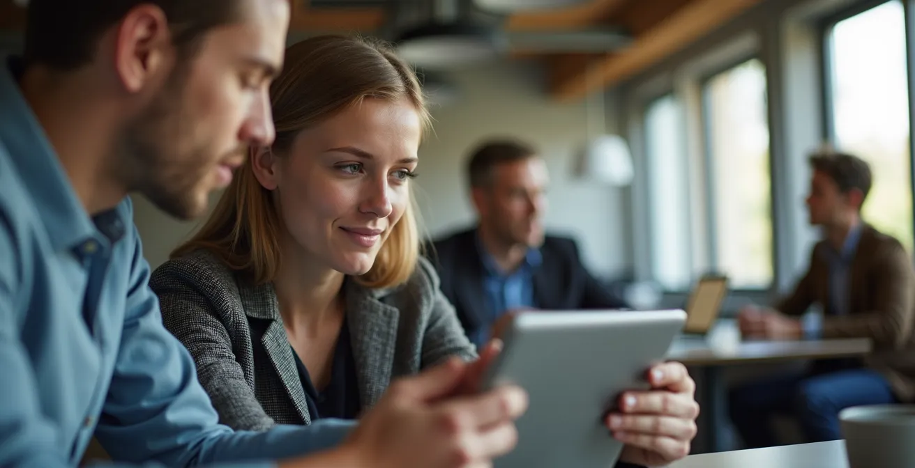 Session de formation collaborative aux outils digitaux dans un environnement professionnel moderne