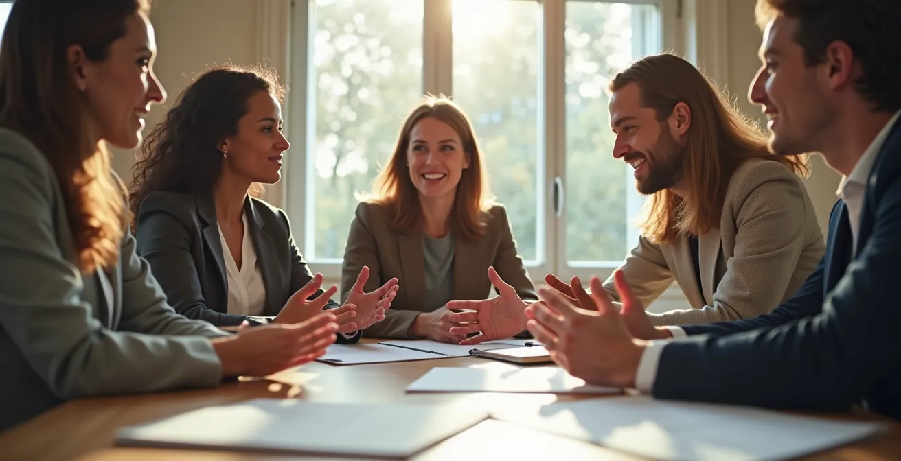 Équipe en formation de sensibilisation à la protection des données dans une PME française