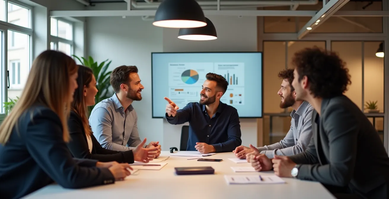 Réunion d'investisseurs dans un espace de coworking parisien