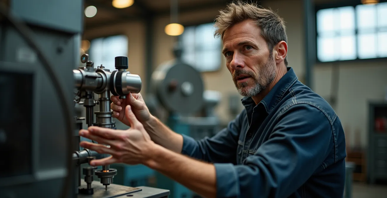 Portrait d'un technicien français partageant son expertise dans un environnement industriel